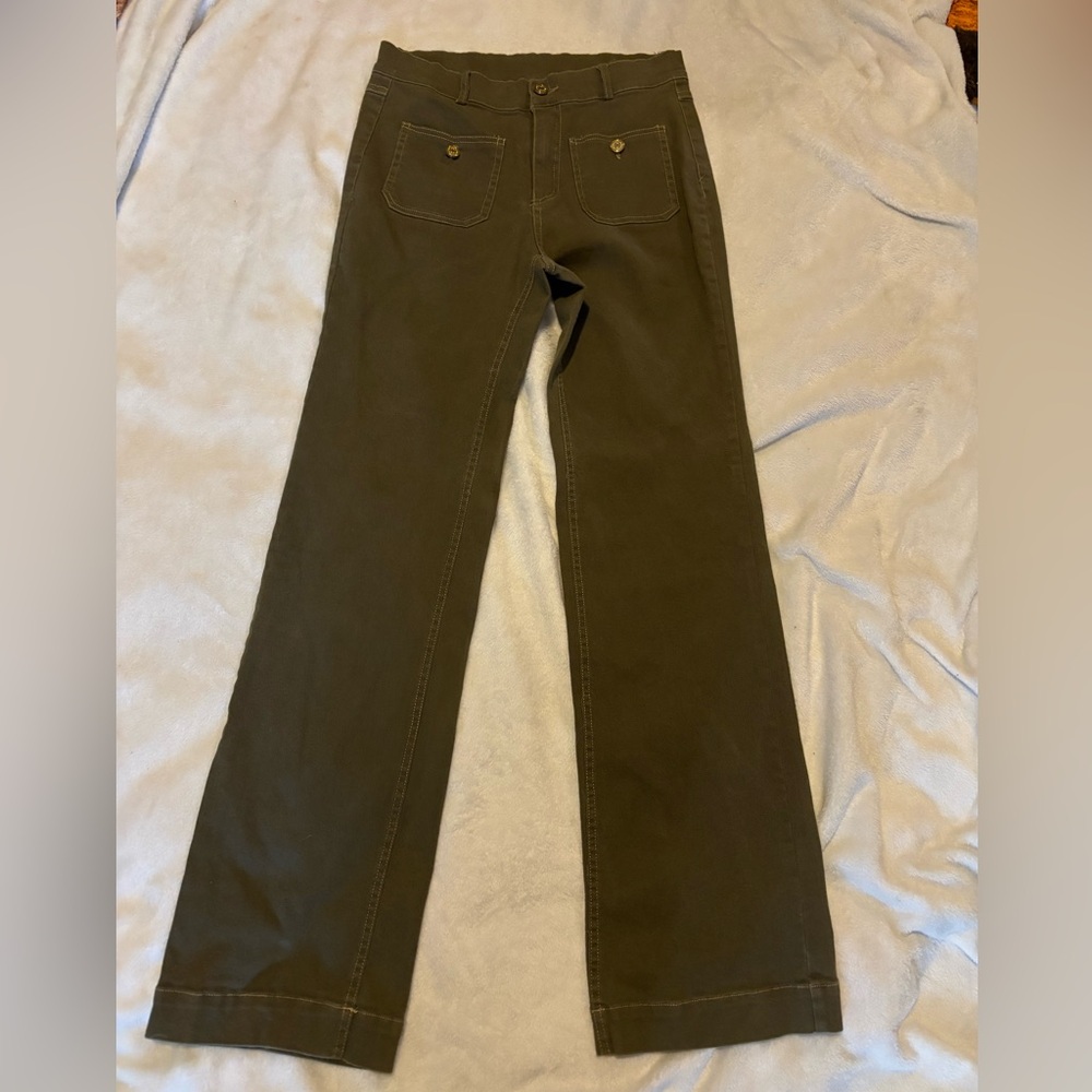 Olive Green, Stretch, Flare, Pants